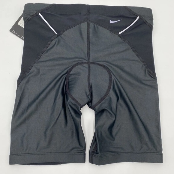 NWT [Nike] Cycling Padded Triathlon Shorts w/ Drawstring Black/Grey Womens Sz XS - Picture 2 of 6